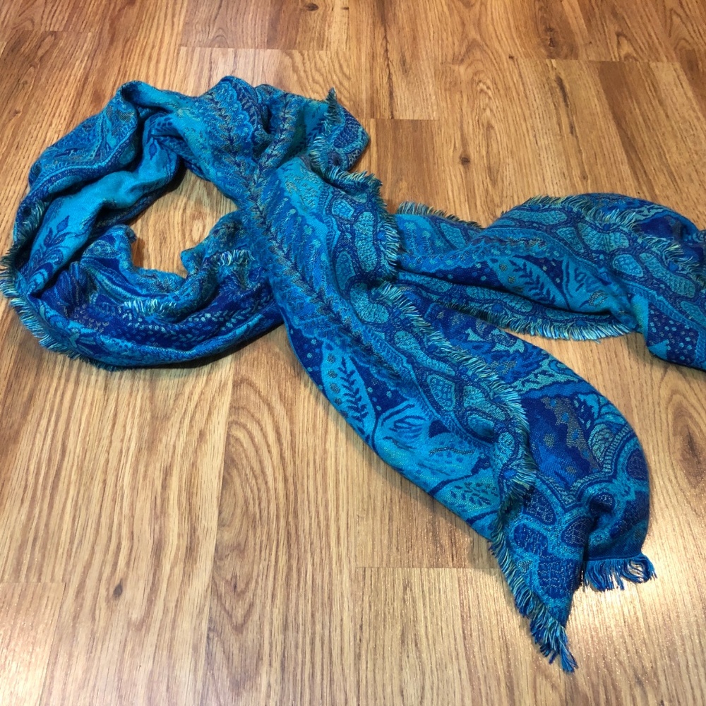 Blue Patterned Scarf - Picture 2 of 6